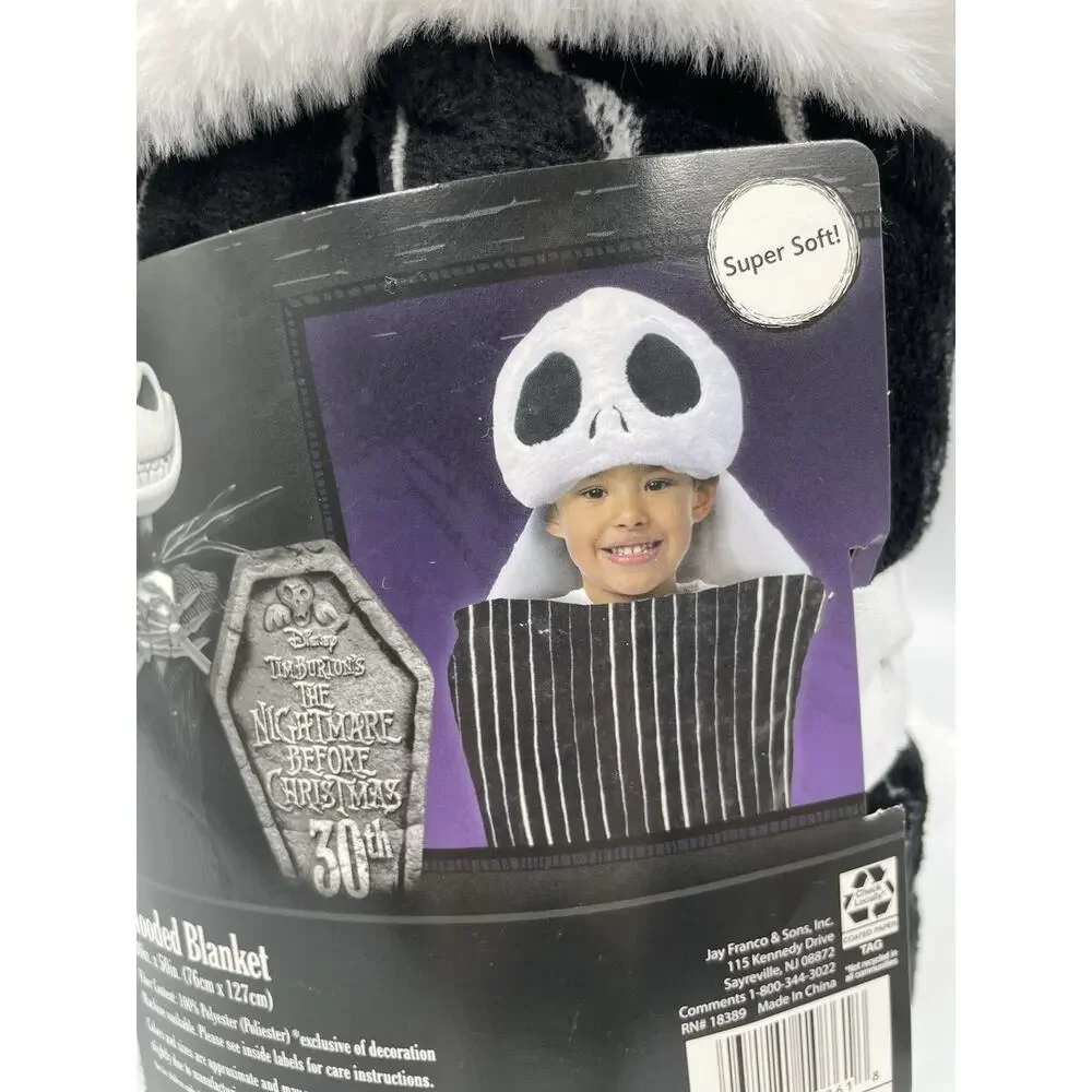 Disney Nightmare before Christmas Jack Skellington Wearable Hooded Blanket 30x50